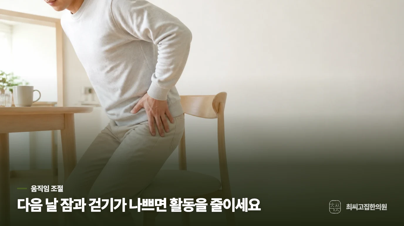 걷기를 끊기보다 다음 날까지 남는 통증에 맞춰 줄이세요