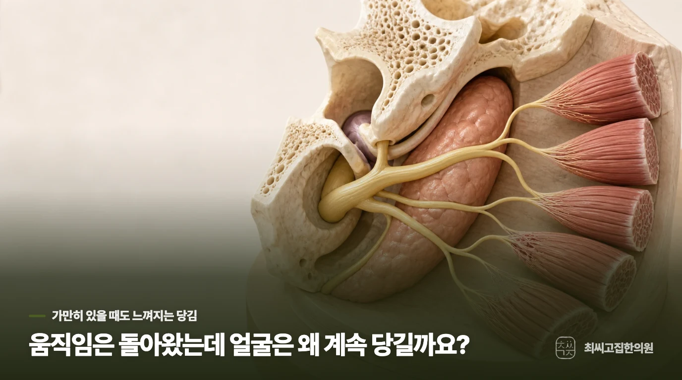 움직임은 돌아왔는데 얼굴은 왜 계속 당길까요?