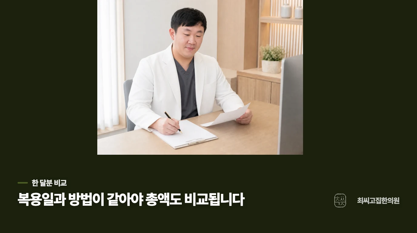 ‘한 달분’이라는 말이 같은 복용 계획은 아닙니다