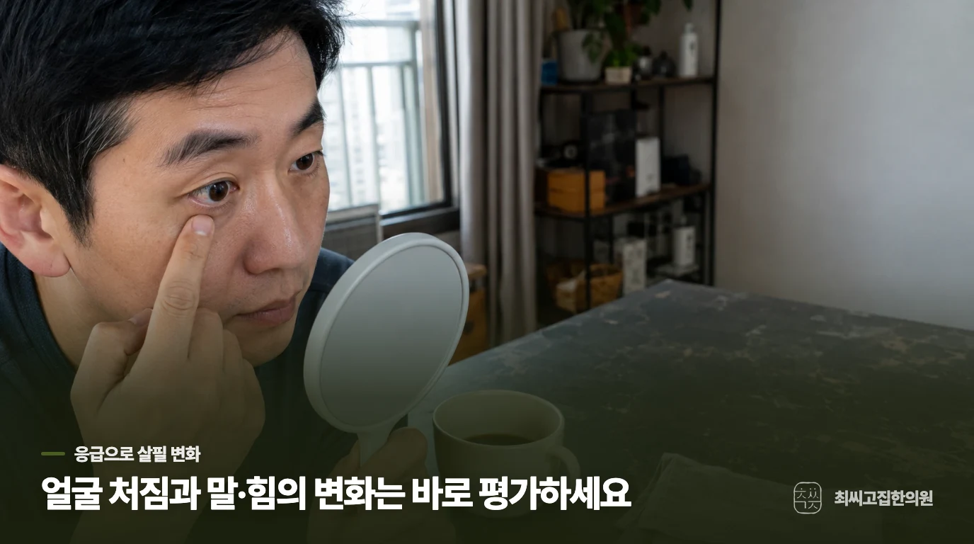 갑작스러운 얼굴 처짐과 힘 빠짐은 즉시 평가합니다