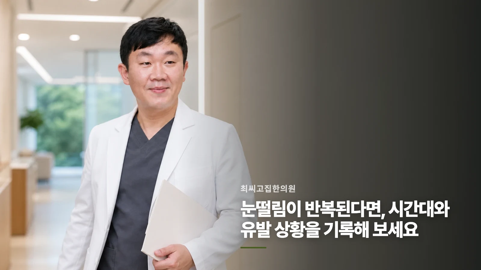 눈떨림이 반복된다면, 시간대와 유발 상황을 기록해 보세요