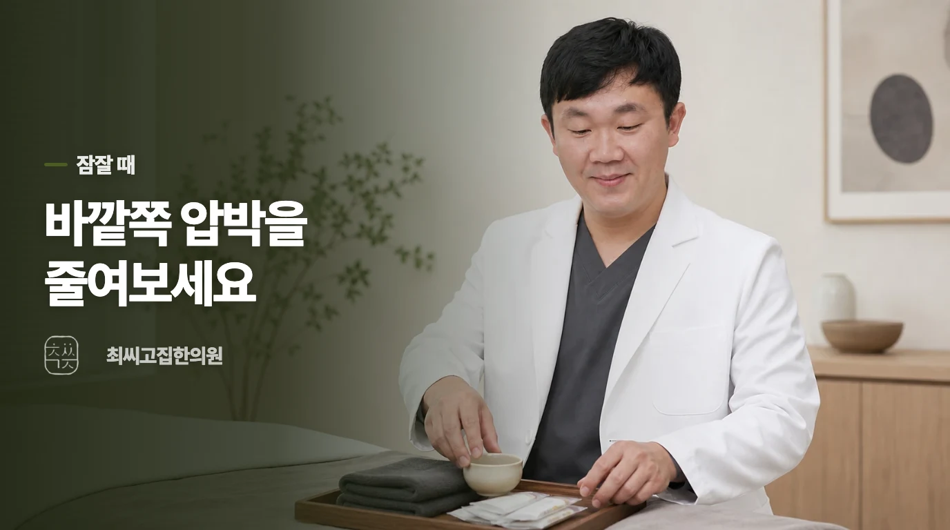 옆으로 누울 때는 무엇이 아픈 자리를 누를까요?