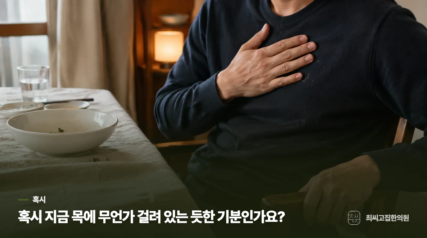 혹시 지금 목에 무언가 걸려 있는 듯한 기분인가요?