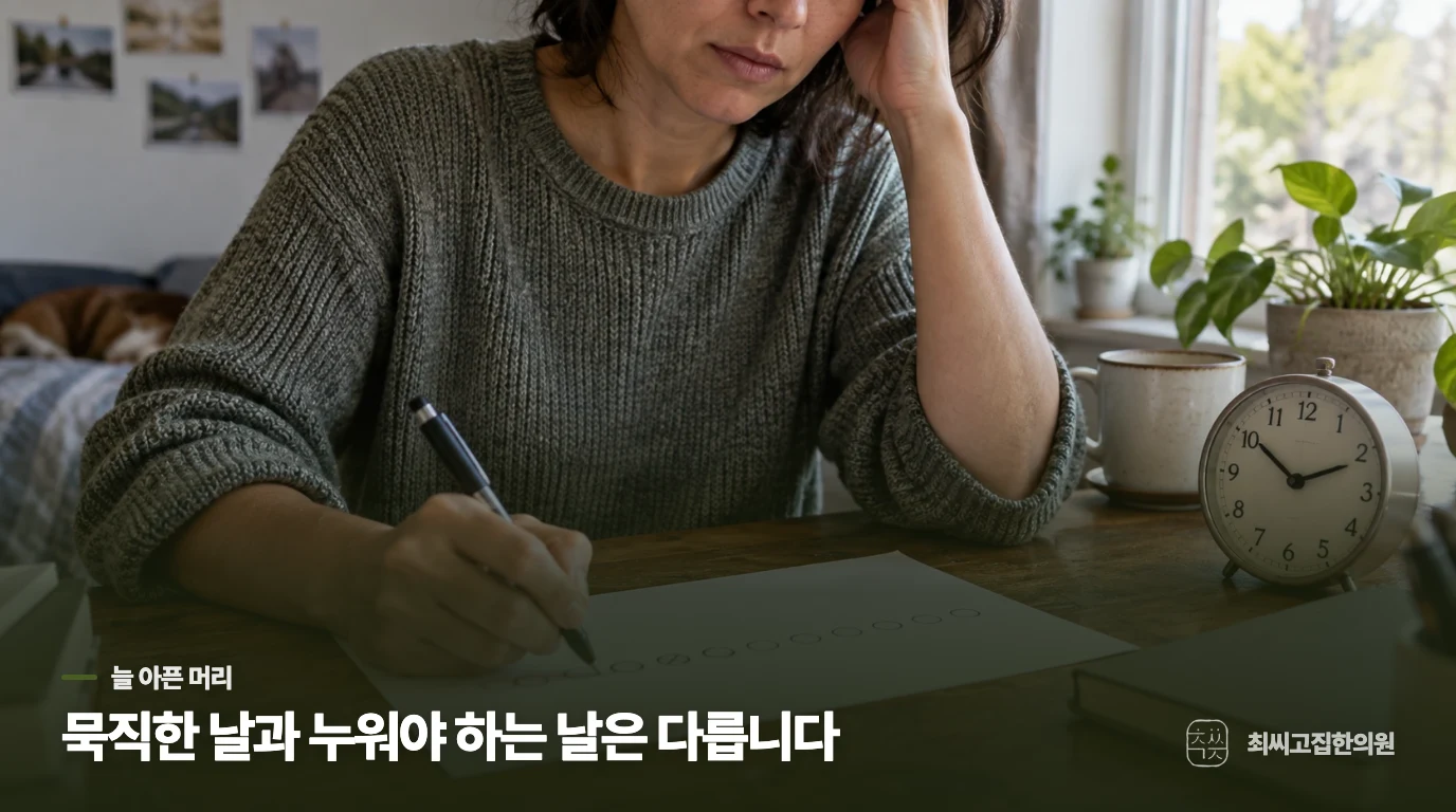 오후엔 늘 묵직한데, 어떤 날은 일을 멈춰야 한다면