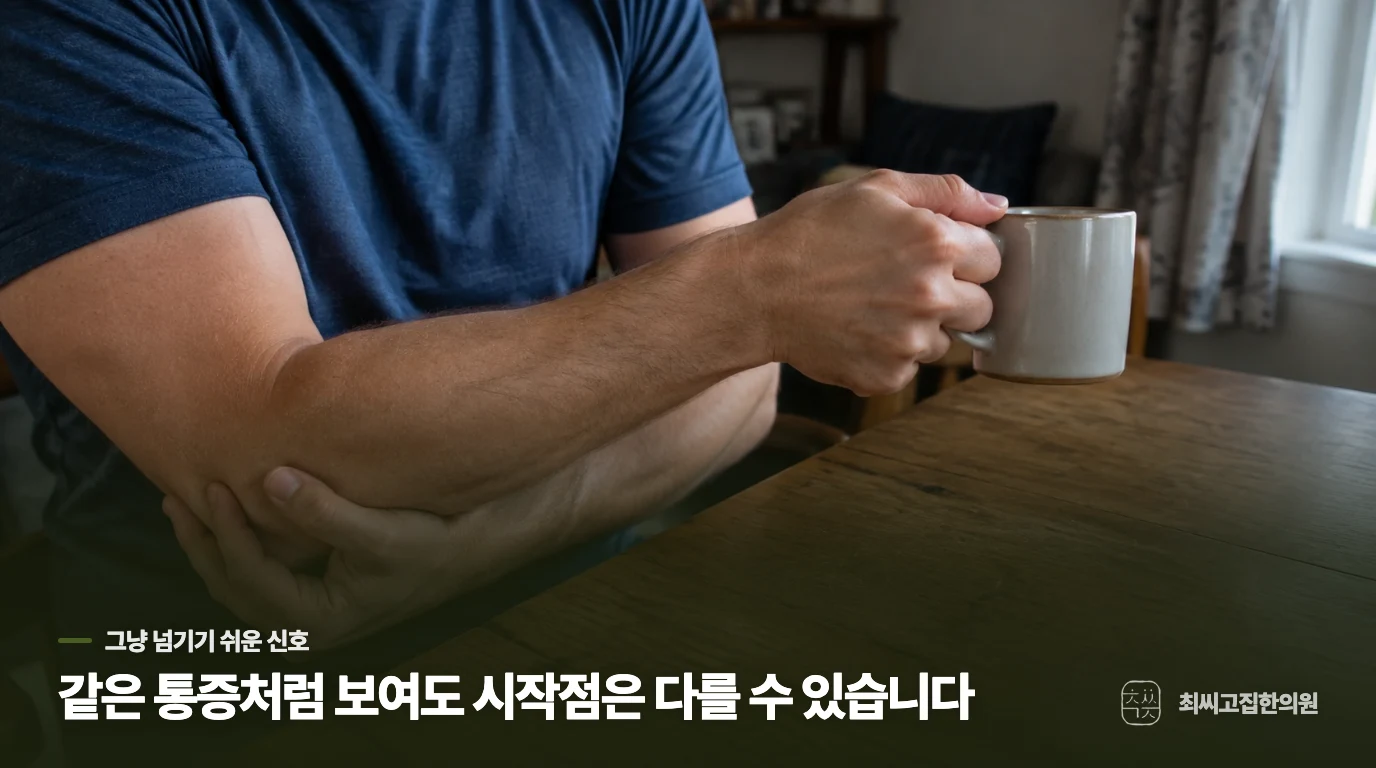 진료에서는 아침 통증이 풀리는 과정까지 묻습니다